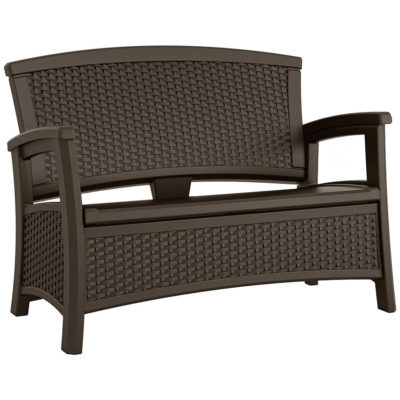 Suncast Wicker-Effect Love Seat with Storage – Java